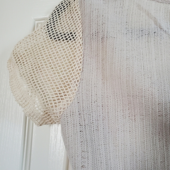 Sacred Threads Unique Sheer Patchwork Netting Neutral Boho Hippie Top Size Small - Picture 10 of 11